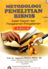 Image of Metodologi Penelitian Bisnis salah Kaprah dan Pengalaman-Pengalaman